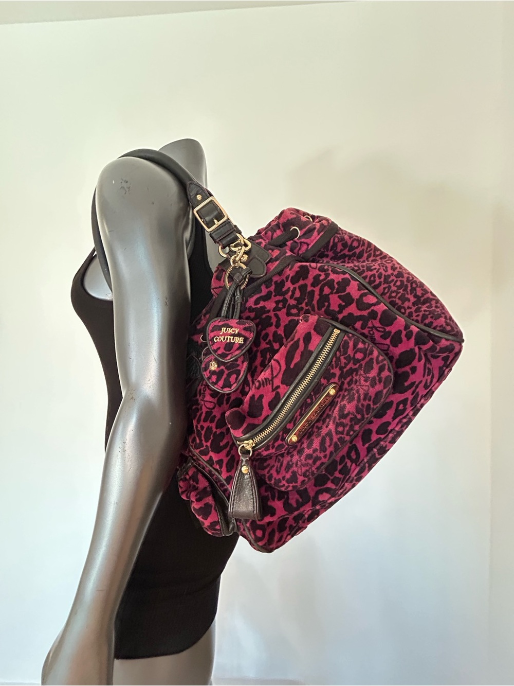 RARE Juicy Couture Vintage Y2K Leopard Velour Daydreamer Satchel